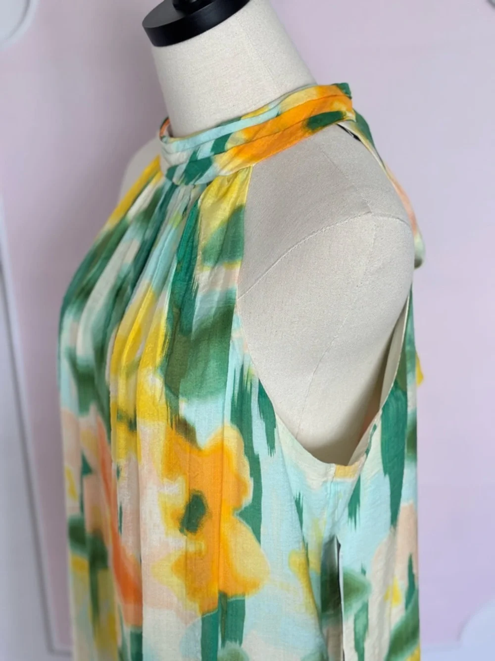 MSK Floral Sleeveless A-Line Silhouette Halter Dress--NWT--L - Picture 12 of 16
